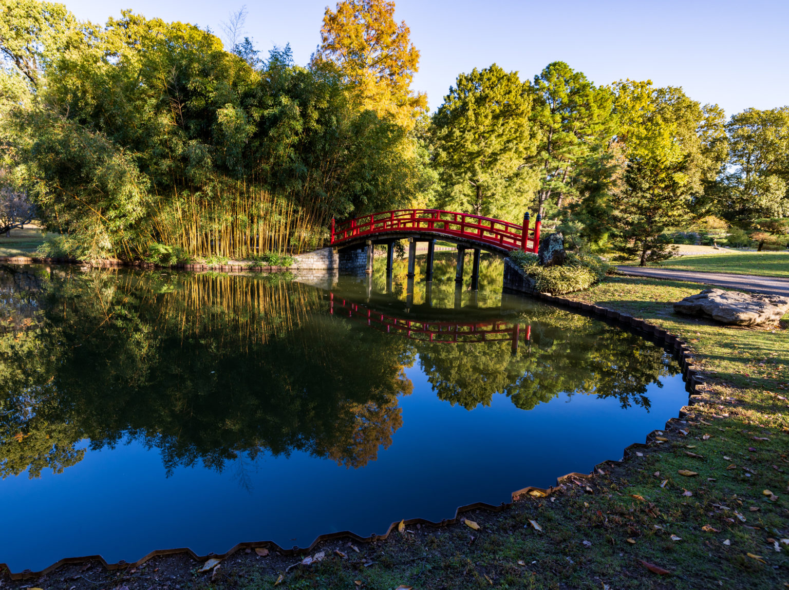 Pond and bridge at the Memphis Botanical Garden